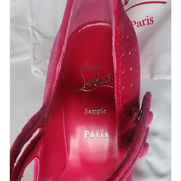 New Christian Louboutin Miss Mary Jane Shoes Heels Rhinestones Studs Sz 41 US 11 - Picture 8 of 10